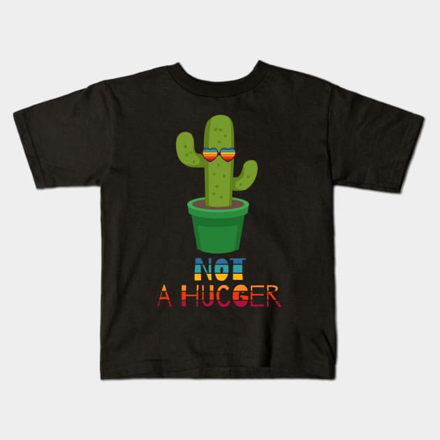 Not A Hugger Funny Sarcastic cactus Kids T-Shirt by heidiki.png